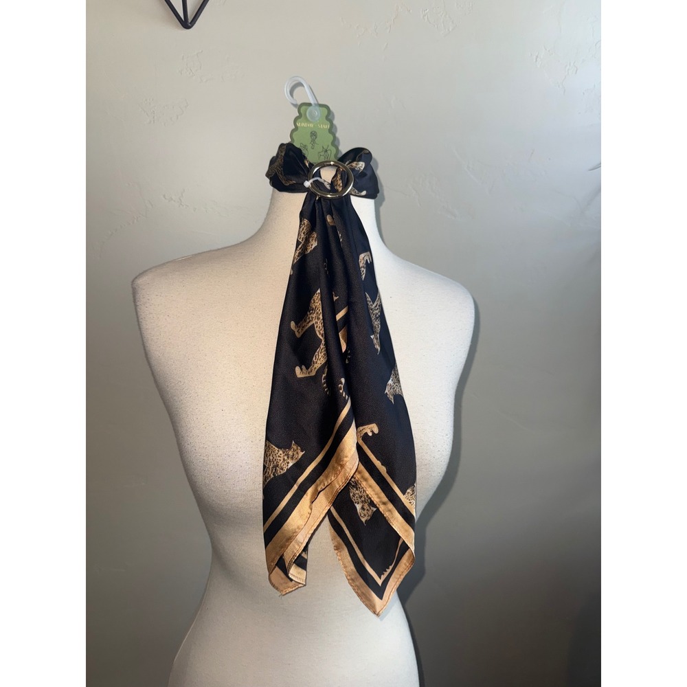 Sunday State Hair Scarf Brooch Leopard Print Black Gold Ring Accessory‎